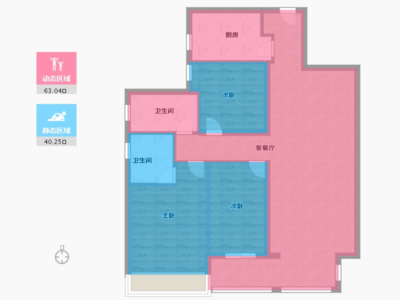 陕西省-西安市-朱雀渼陂熙园-92.99-户型库-动静分区