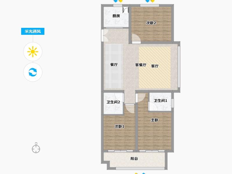 山东省-德州市-嘉泰世纪花城二期-104.00-户型库-采光通风