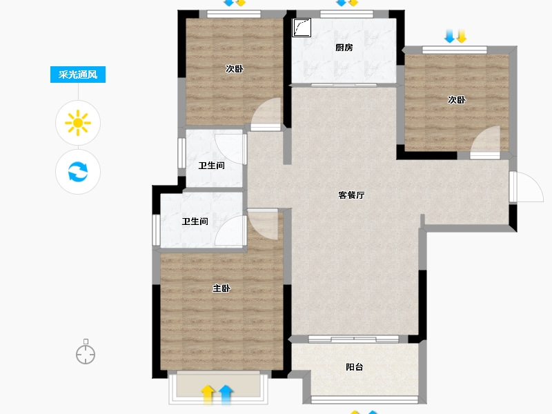 陕西省-榆林市-朗阁和韵东方-100.01-户型库-采光通风