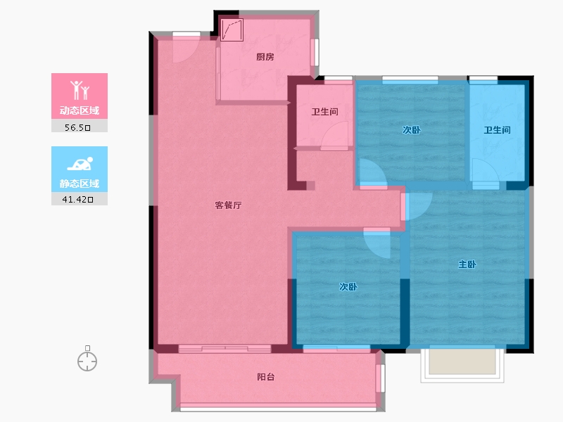 陕西省-榆林市-朗阁和韵东方-87.21-户型库-动静分区