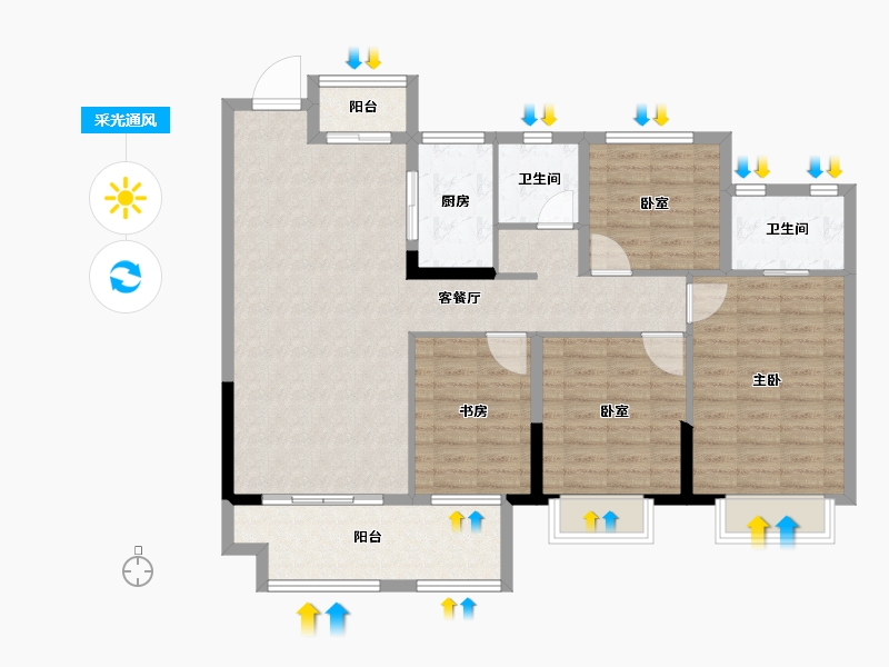 湖南省-长沙市-佳源东方璟园-109.60-户型库-采光通风