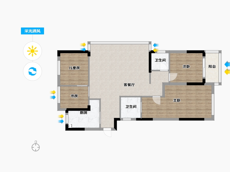 浙江省-绍兴市-保利璟府华庭-100.00-户型库-采光通风