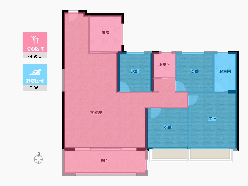 河北省-石家庄市-西安碧桂园高新云墅-112.00-户型库-动静分区