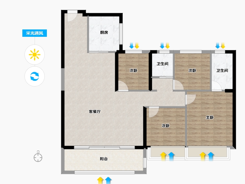 河北省-石家庄市-西安碧桂园高新云墅-112.00-户型库-采光通风