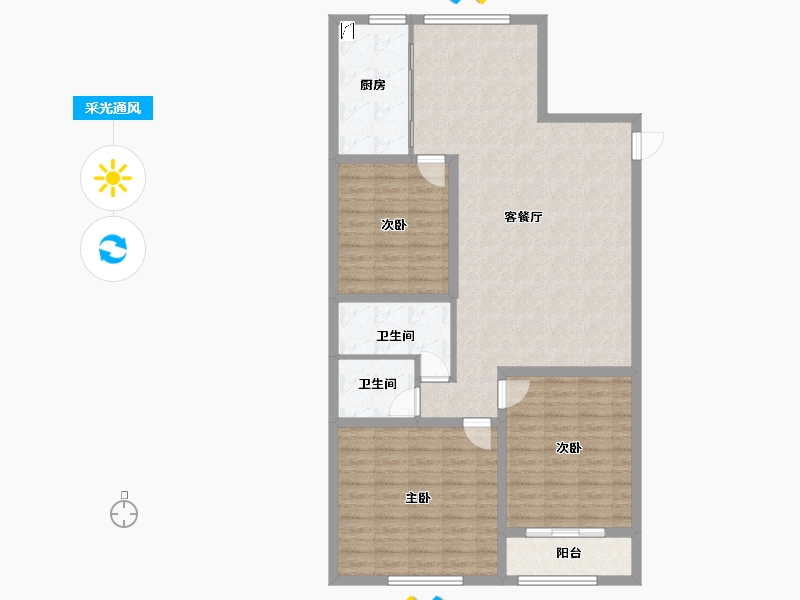 山西省-运城市-公园绿城B区-114.00-户型库-采光通风