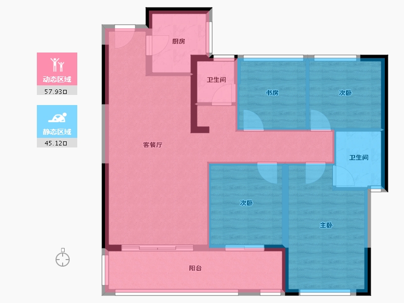 福建省-泉州市-安腾幸福里-105.00-户型库-动静分区