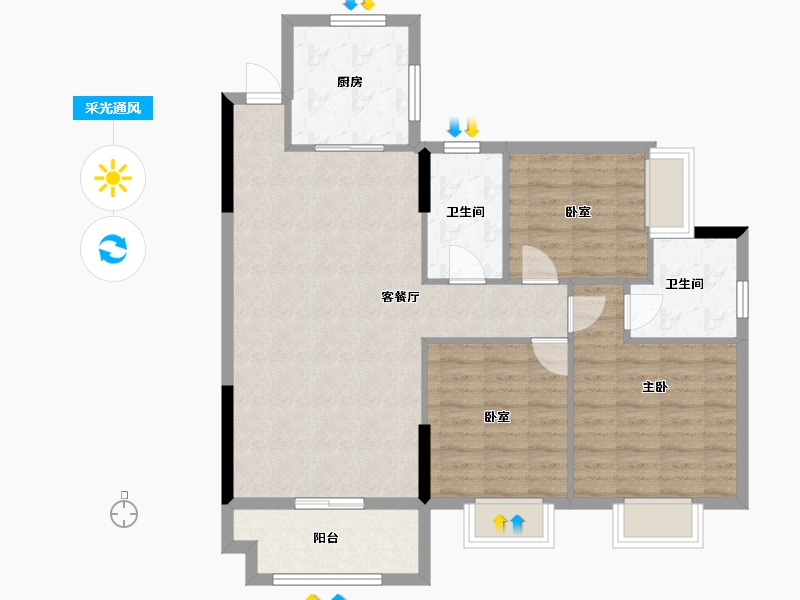 广东省-肇庆市-正高·德城公馆-90.00-户型库-采光通风