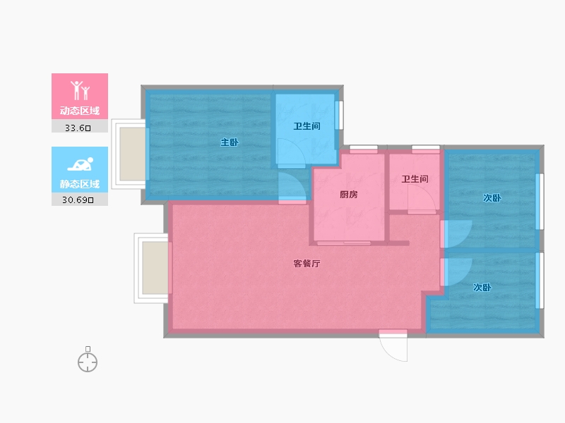 北京-北京市-诺德春风和院-65.41-户型库-动静分区