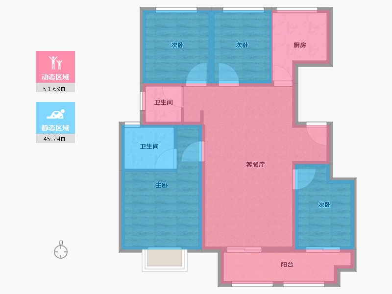 山西省-太原市-旭日梧桐苑-86.32-户型库-动静分区