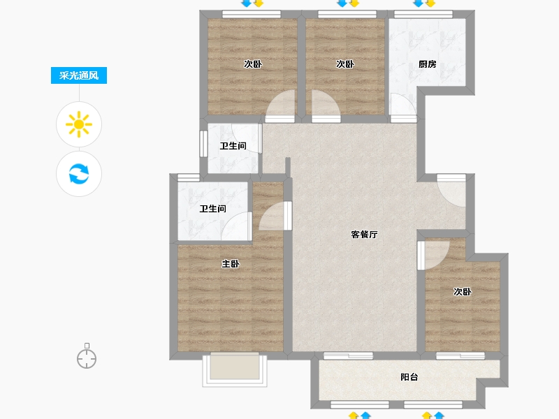 山西省-太原市-旭日梧桐苑-86.32-户型库-采光通风