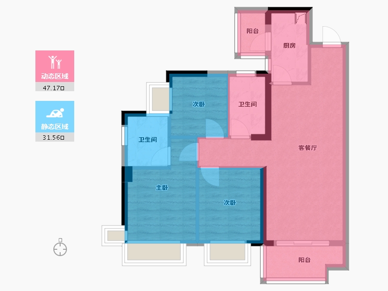 广东省-东莞市-安居·臻悦花园-73.00-户型库-动静分区