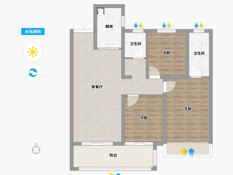 山西省-忻州市-荣盛秀容府-89.00-户型库-采光通风