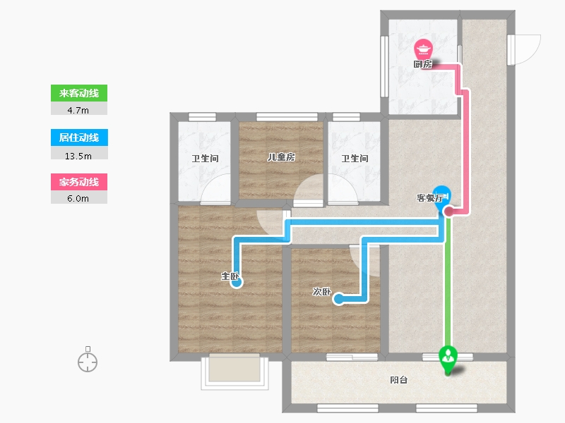 山西省-太原市-保利和悦华锦-80.65-户型库-动静线