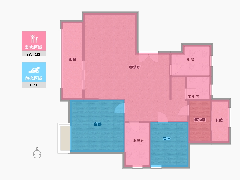 浙江省-丽水市-白麓名邸-100.69-户型库-动静分区