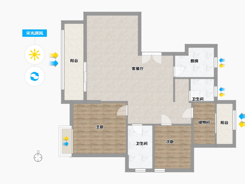 浙江省-丽水市-白麓名邸-100.69-户型库-采光通风