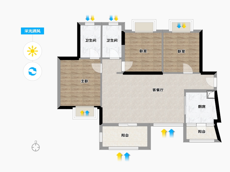 广东省-东莞市-碧海云天海岸城-86.99-户型库-采光通风