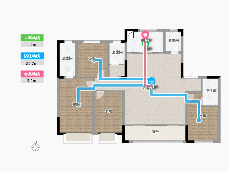 陕西省-榆林市-德通麟州府-140.80-户型库-动静线