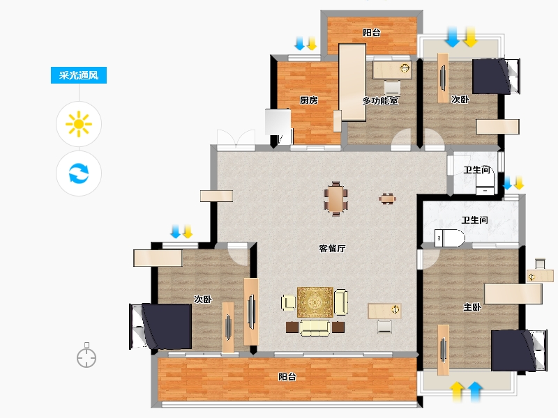 湖南省-长沙市-绿城招商桂语雲峯-154.24-户型库-采光通风