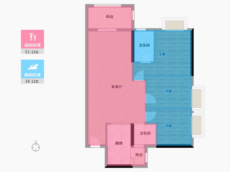 广东省-东莞市-碧海云天海岸城-79.38-户型库-动静分区