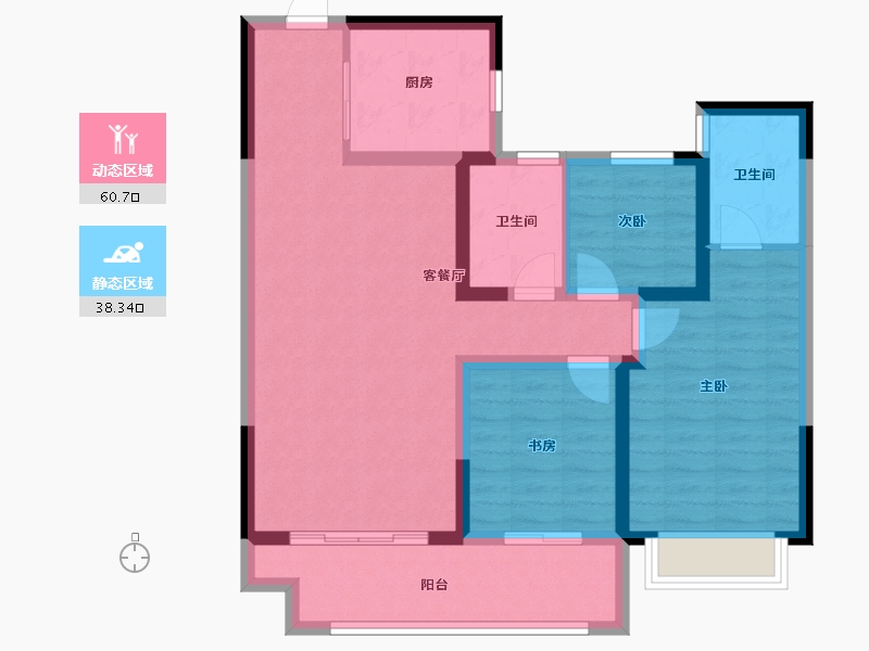 陕西省-西安市-电建阎良洺悦府-88.00-户型库-动静分区