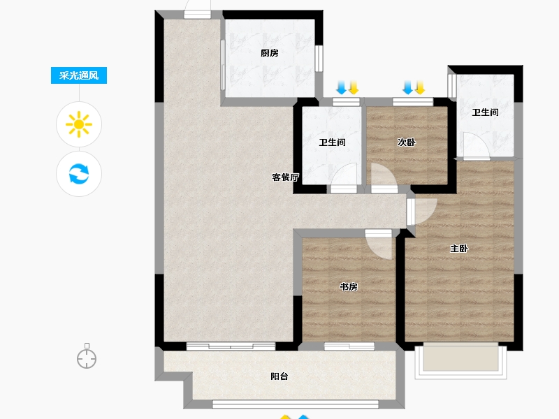 陕西省-西安市-电建阎良洺悦府-88.00-户型库-采光通风