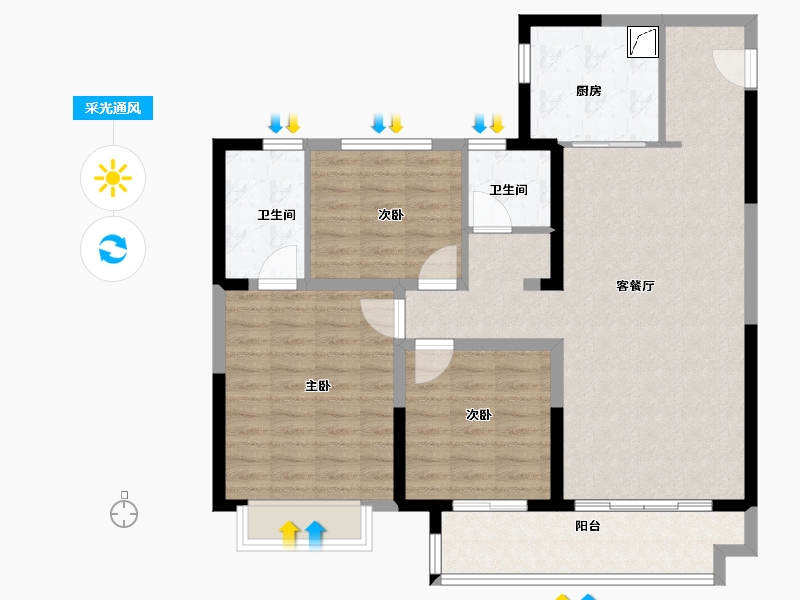 陕西省-榆林市-朗阁和韵东方-100.00-户型库-采光通风