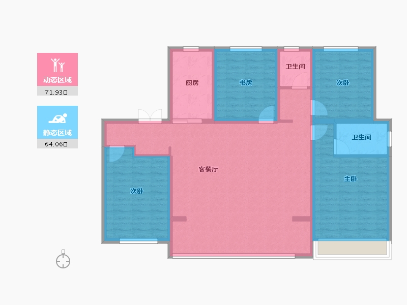 陕西省-西安市-朱雀渼陂熙园-122.76-户型库-动静分区