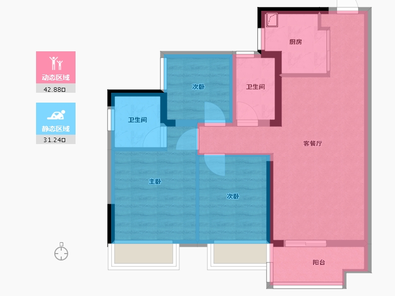 广东省-佛山市-中骏雍景台-68.50-户型库-动静分区