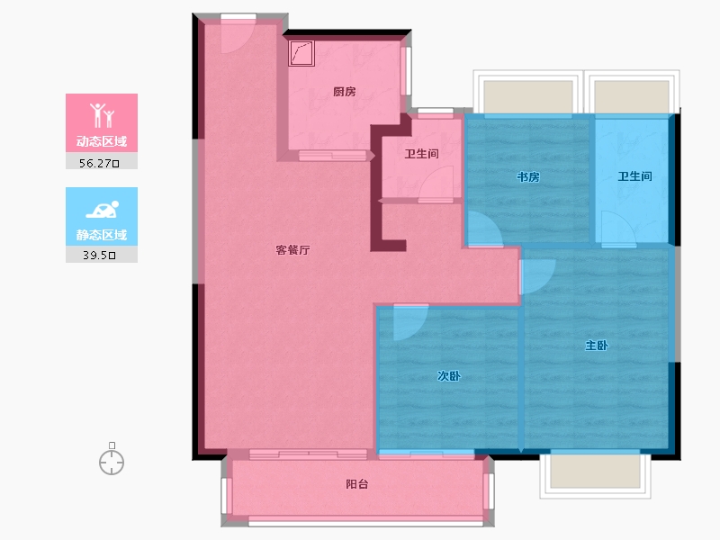 湖北省-武汉市-中铁阅湖郡-86.40-户型库-动静分区