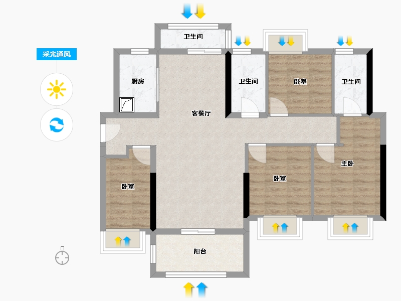 广东省-东莞市-碧海云天海岸城-89.94-户型库-采光通风