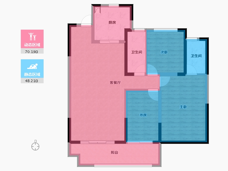 陕西省-西安市-电建阎良洺悦府-106.40-户型库-动静分区