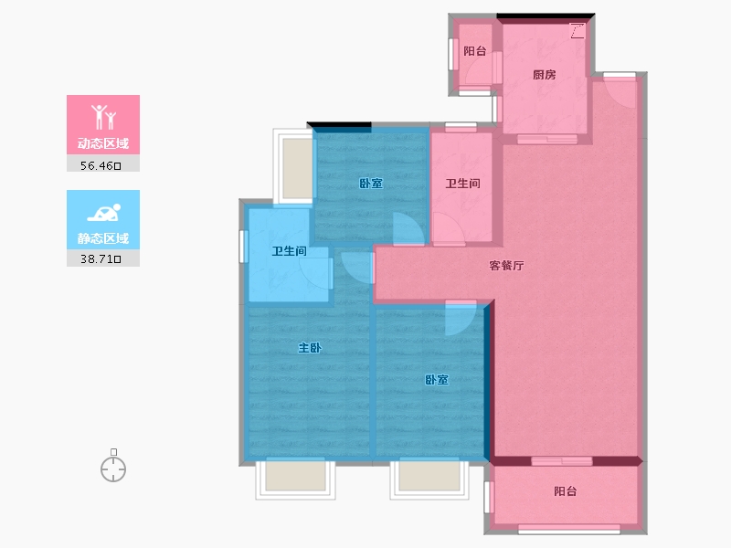 广东省-东莞市-碧海云天海岸城-84.88-户型库-动静分区