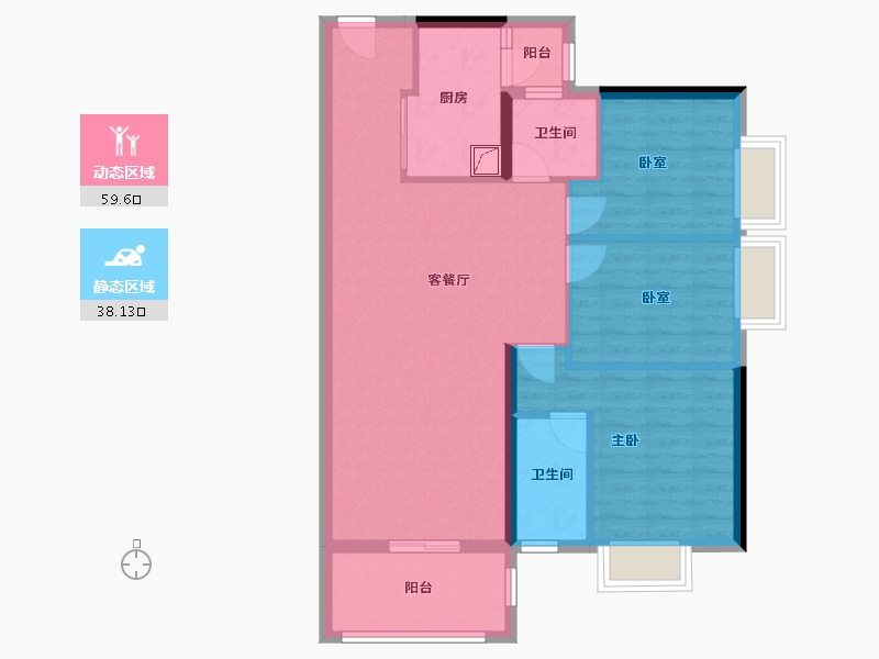 广东省-东莞市-碧海云天海岸城-87.69-户型库-动静分区