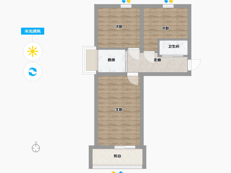 北京-北京市-和平里社区-五区-44.30-户型库-采光通风