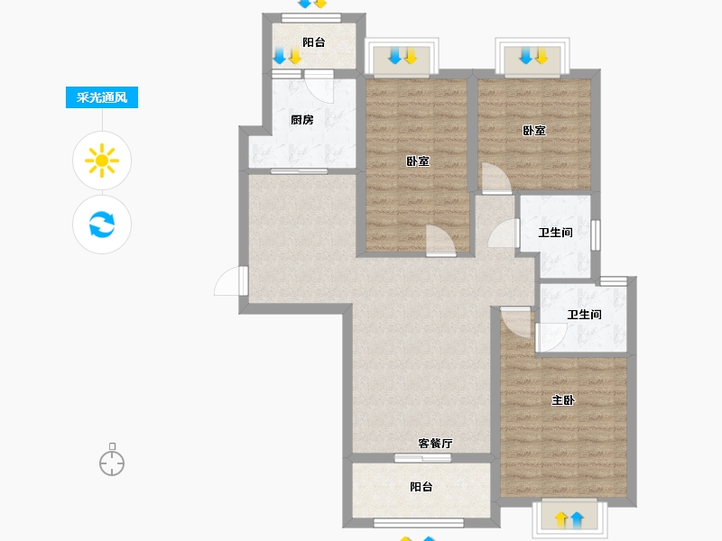 河南省-驻马店市-大地丽都-98.00-户型库-采光通风