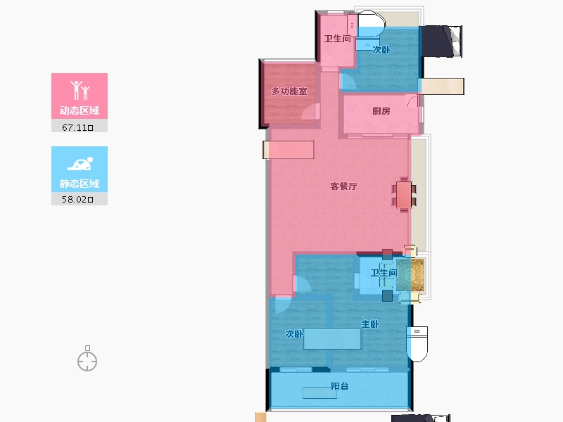 湖南省-长沙市-金地峯范-110.93-户型库-动静分区