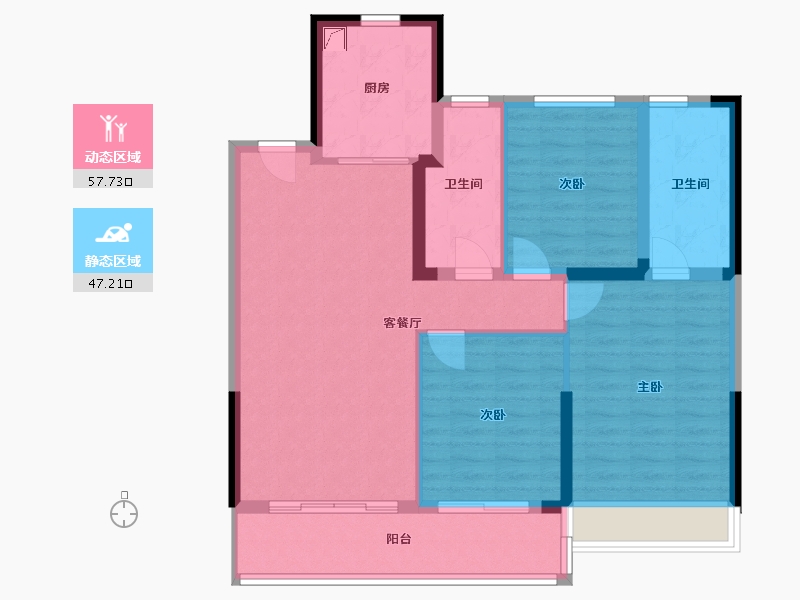 浙江省-温州市-新鸿君品雅苑-94.37-户型库-动静分区