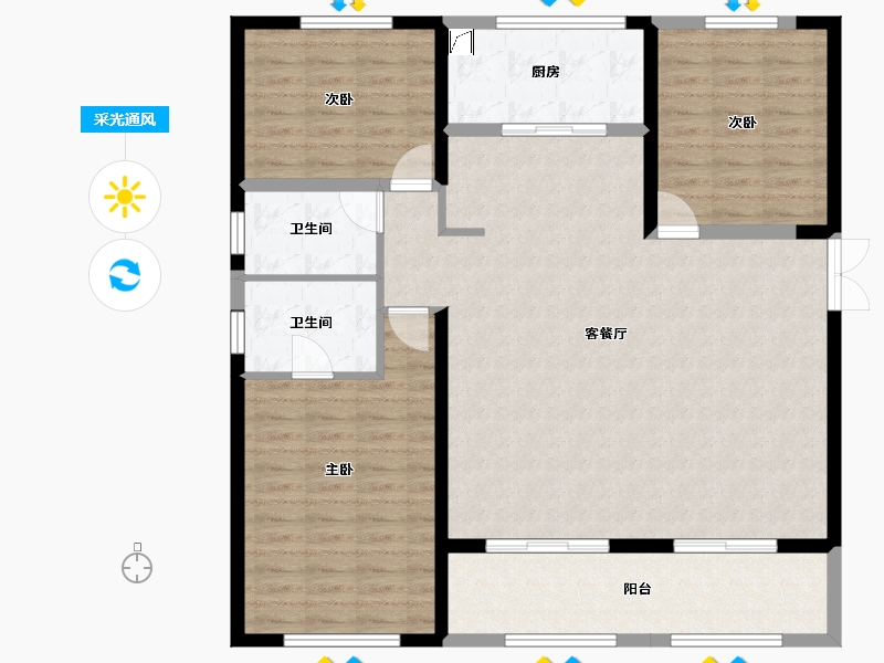 陕西省-西安市-高新尚品-122.43-户型库-采光通风