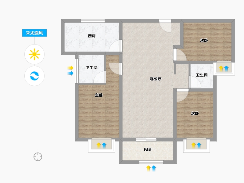 山西省-太原市-旭日梧桐苑-91.82-户型库-采光通风