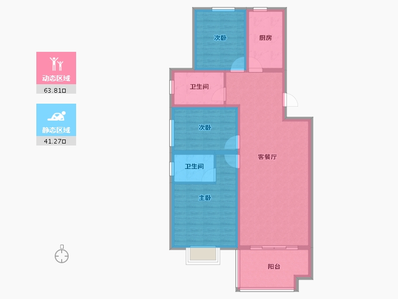 陕西省-西安市-水半湾空中花园-93.90-户型库-动静分区