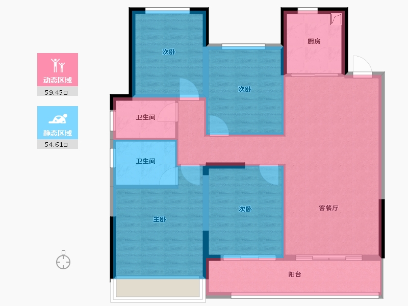 浙江省-温州市-新鸿君品雅苑-103.04-户型库-动静分区