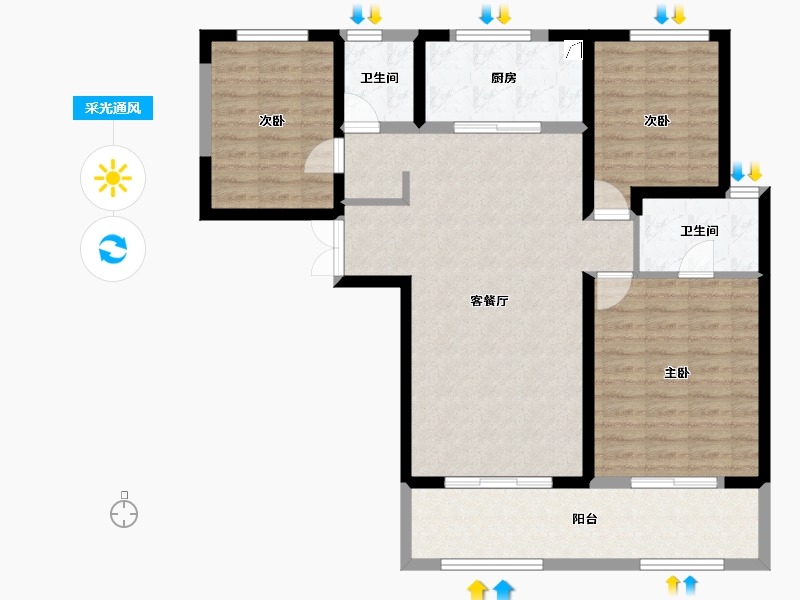 陕西省-西安市-高新尚品-101.17-户型库-采光通风