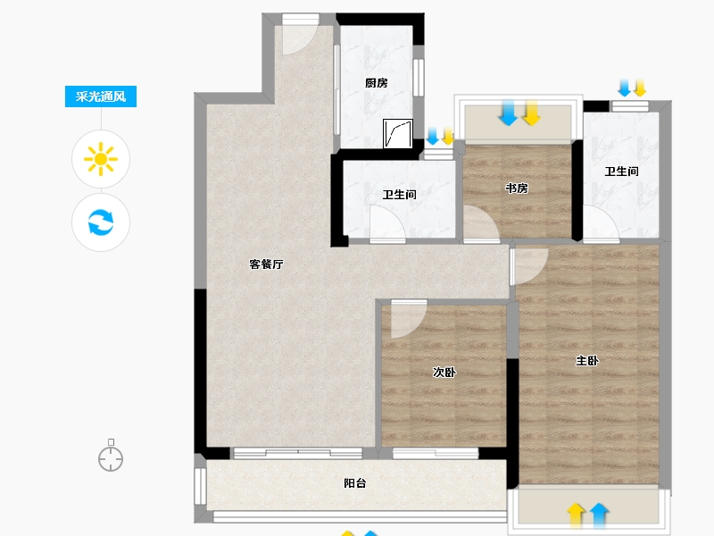 湖北省-武汉市-城投融创国博城-79.20-户型库-采光通风