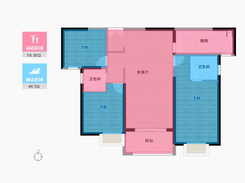 陕西省-西安市-高新尚品-92.25-户型库-动静分区