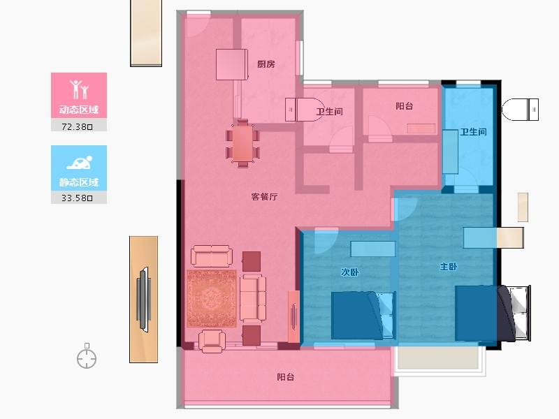 湖南省-长沙市-金地峯范-93.32-户型库-动静分区