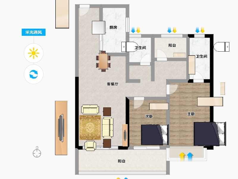 湖南省-长沙市-金地峯范-93.32-户型库-采光通风