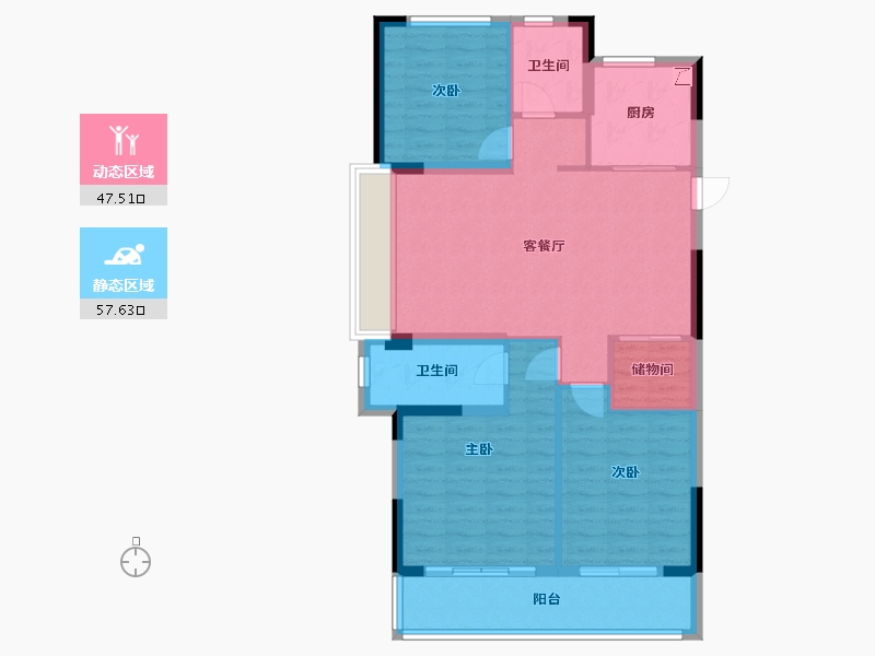 浙江省-温州市-新鸿君品雅苑-94.80-户型库-动静分区