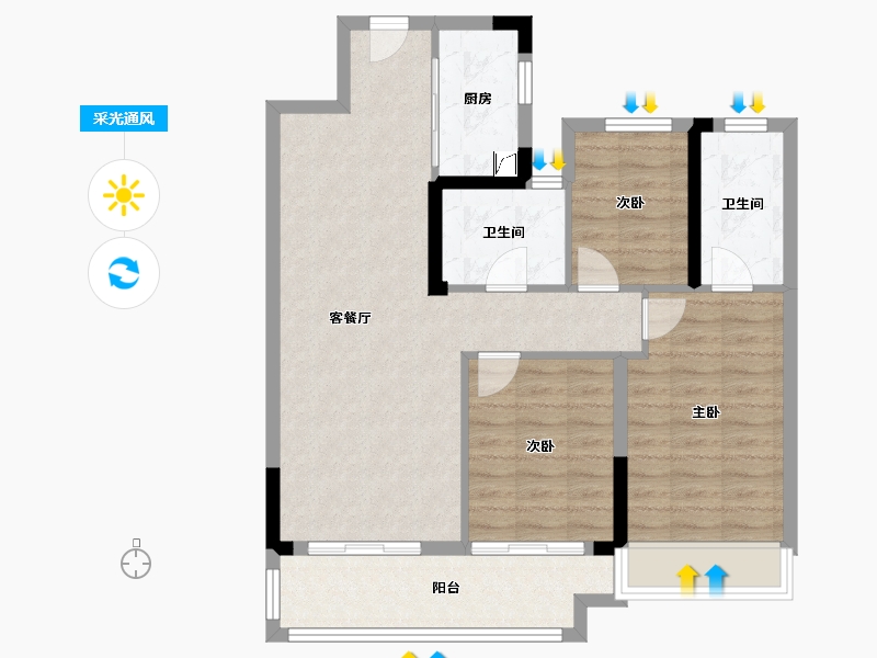 湖北省-武汉市-城投融创国博城-84.00-户型库-采光通风