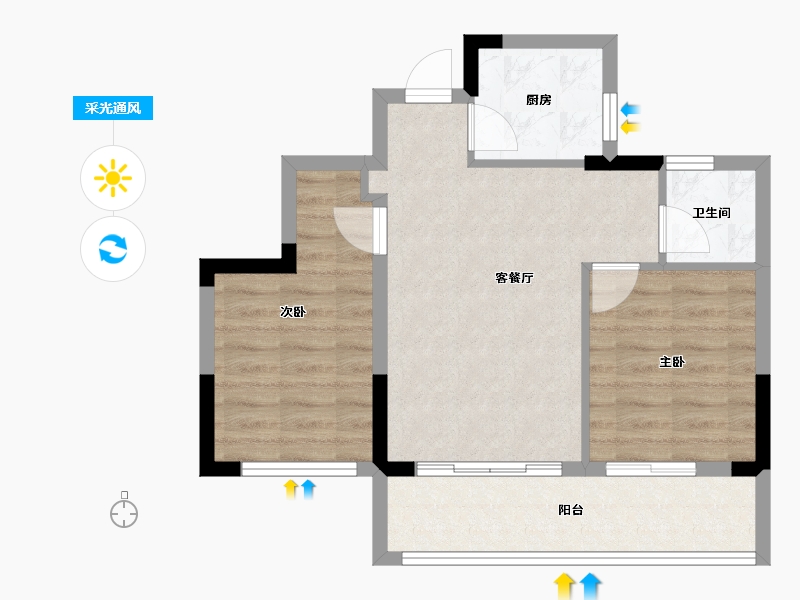 四川省-成都市-绿城云溪桃源-59.00-户型库-采光通风