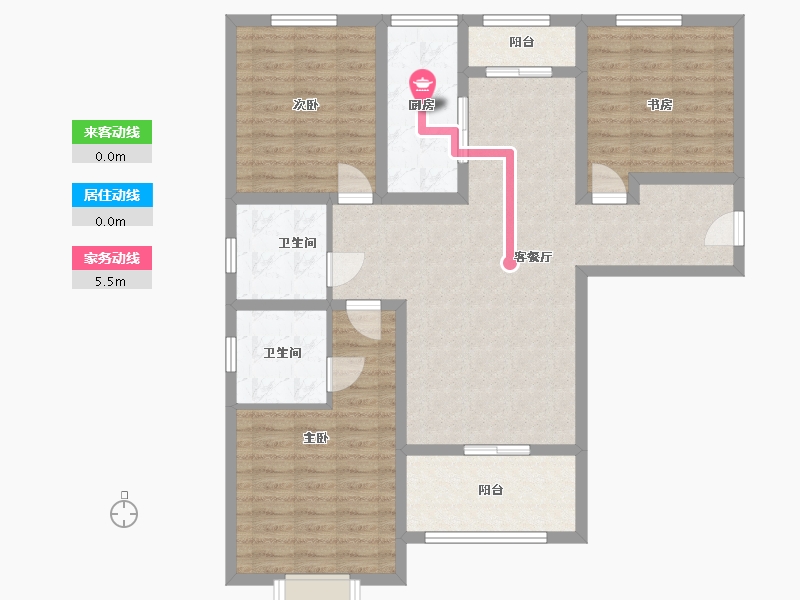 陕西省-宝鸡市-天玺东郡城市展厅-105.00-户型库-动静线